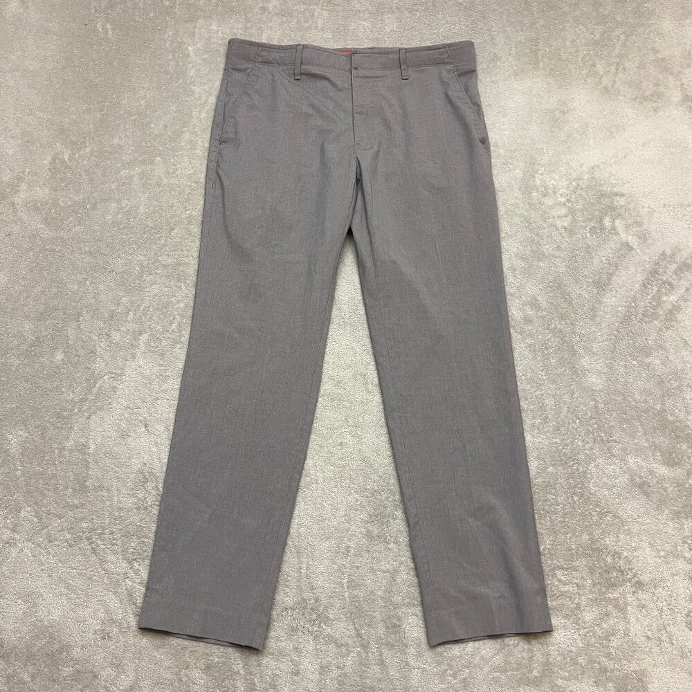 Mazari Men’s Dress Pants Gray 36x30 Straight Leg Flat Front Business Workwear